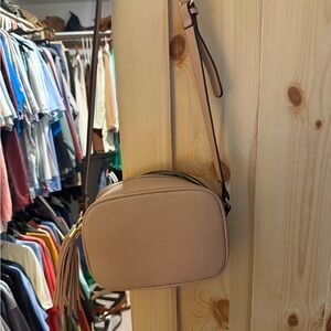 Chic Beige/blush Crossbody Bag with Tassel